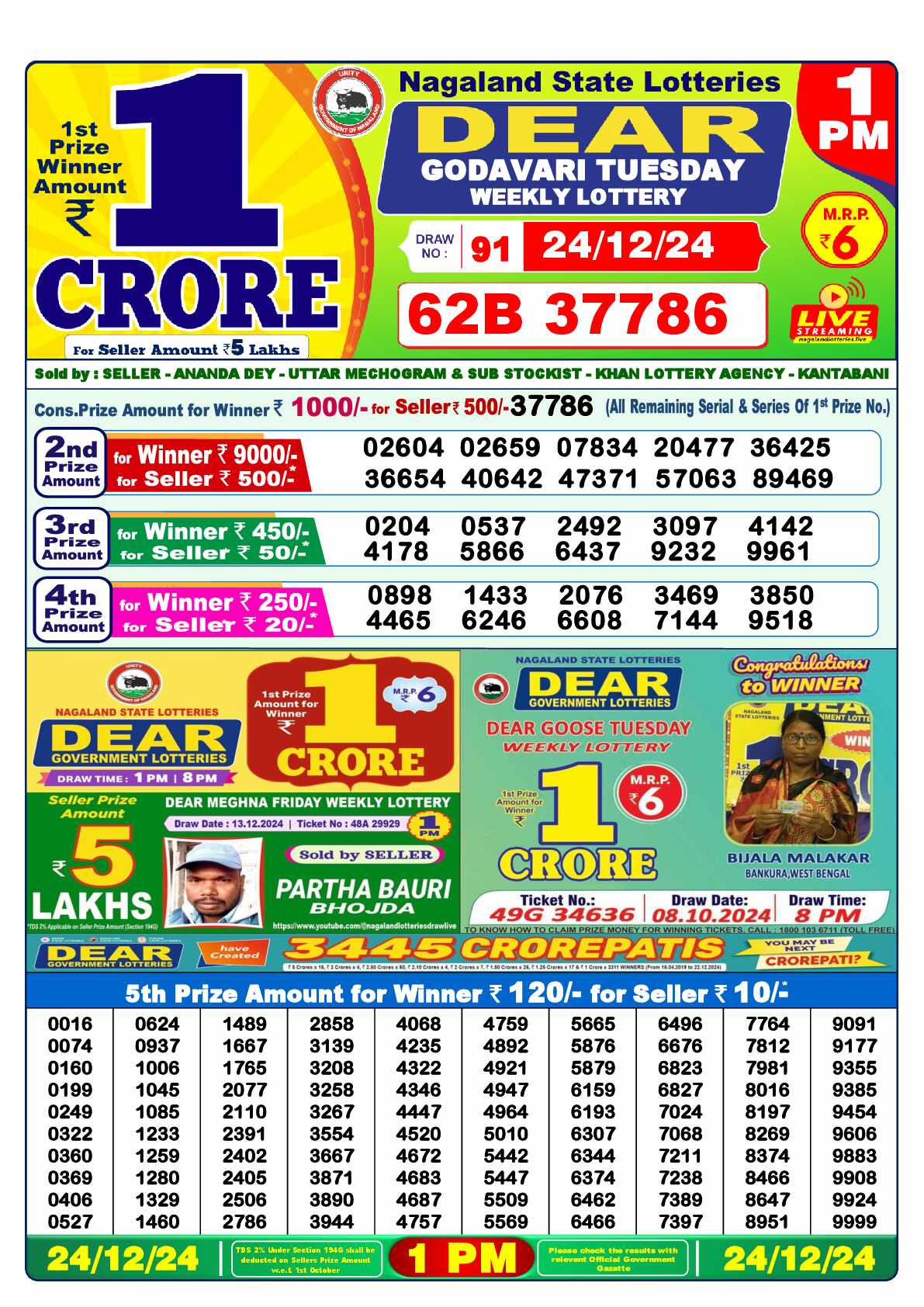 Lottery Sambad 24.12.24 Dear Lottery 1 PM December 24, 2024