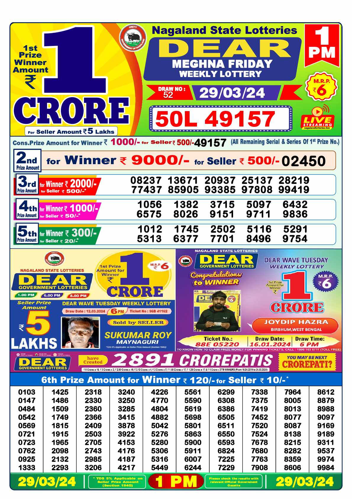 Lottery Sambad 29.03.24 Dear Lottery 1 PM March 29, 2024