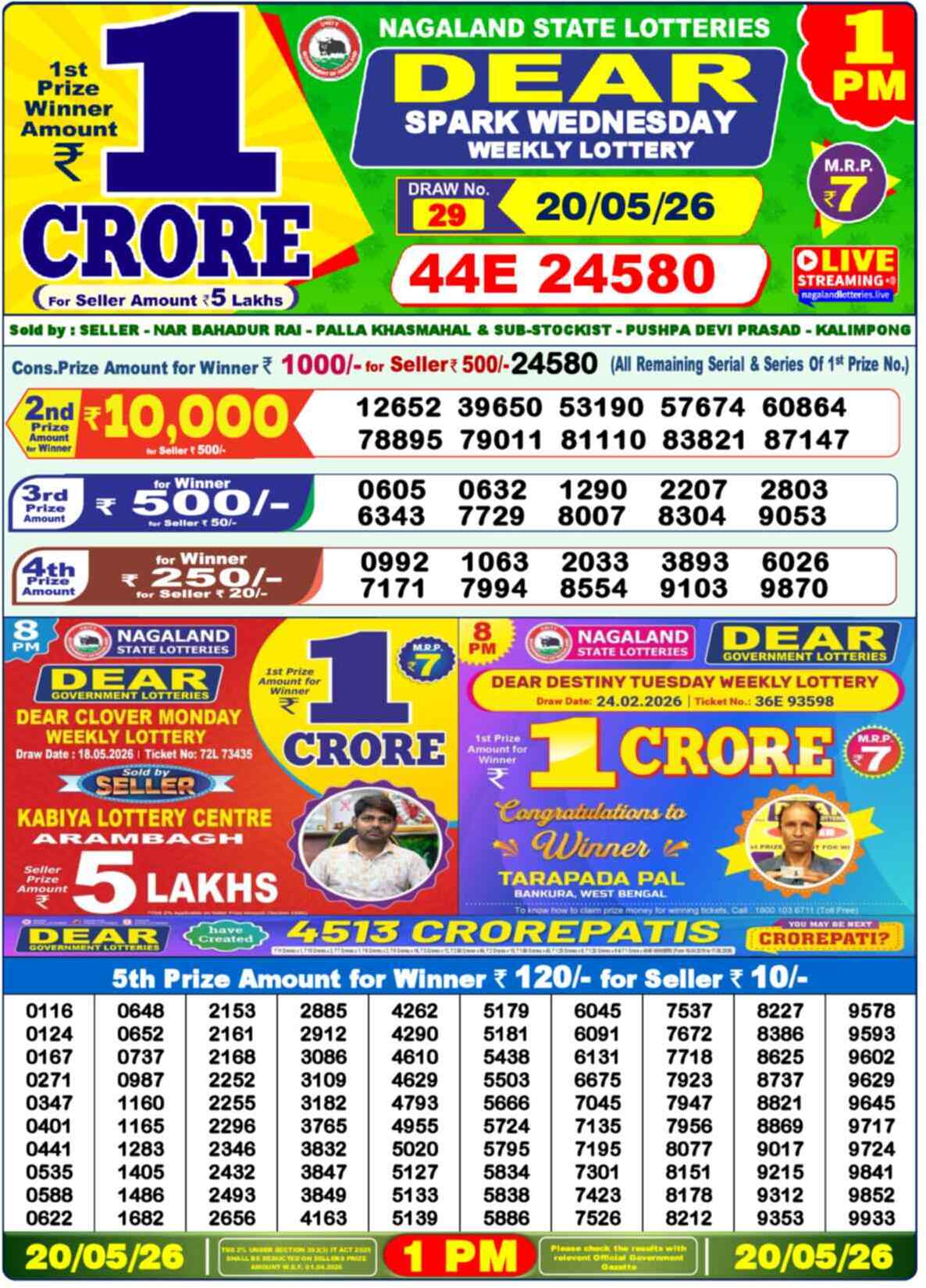 Dear Lottery Result 1 PM 20 May 2026