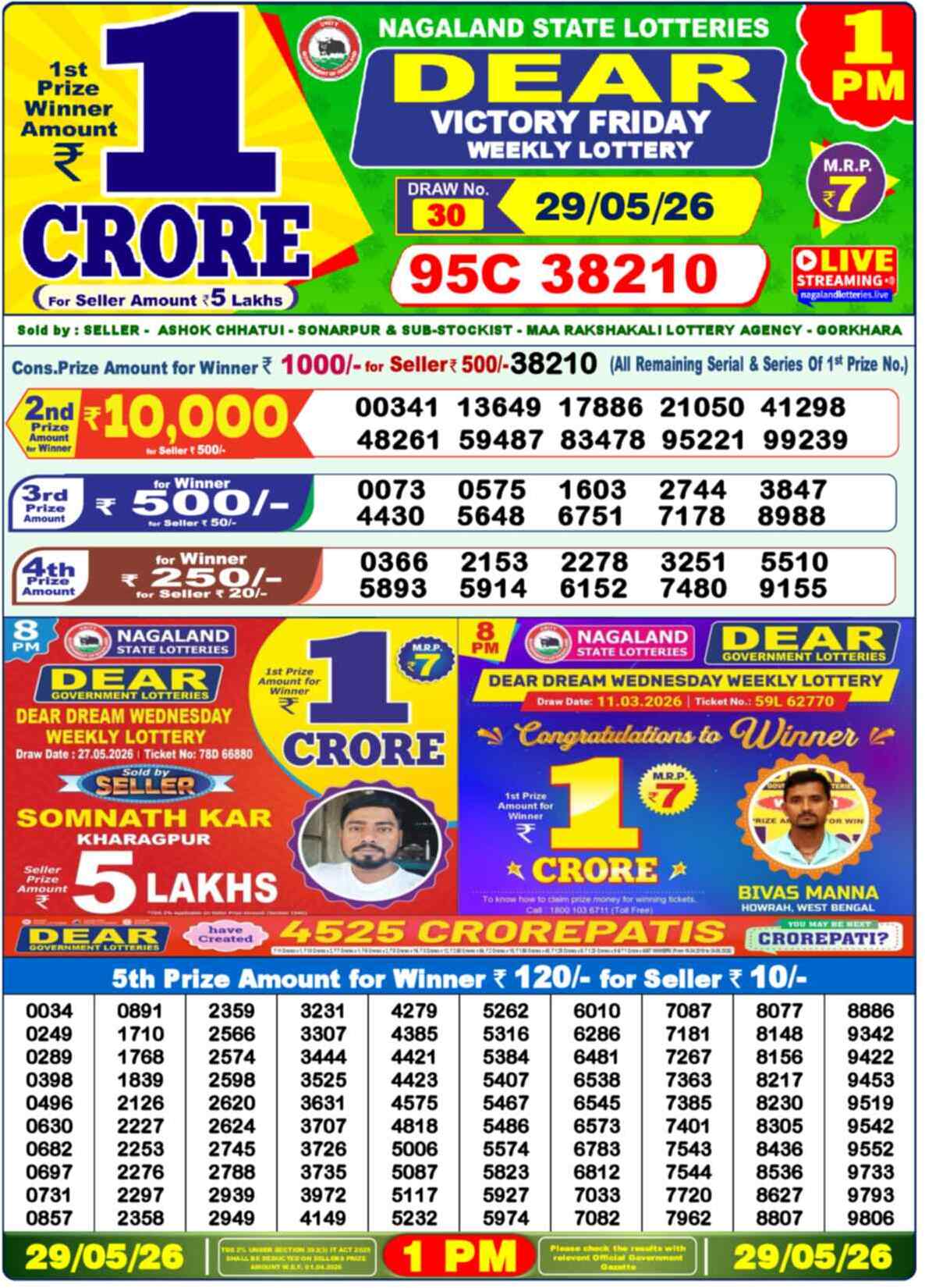 Dear Lottery Result 1 PM 29 May 2026