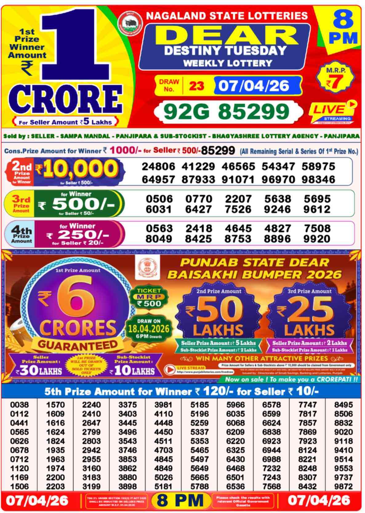 Dear Lottery Result Today 8 PM 08 April 2026