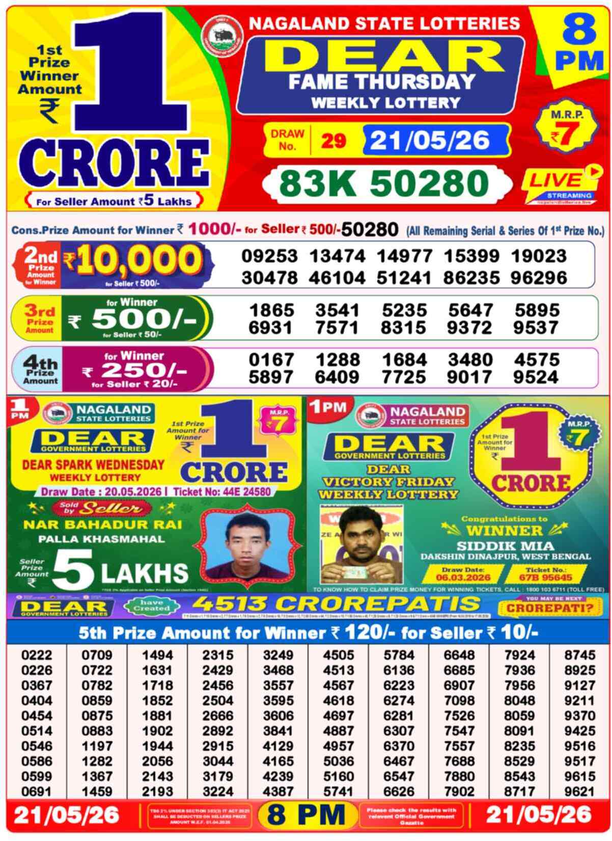 Dear Lottery Result 8 PM 21 May 2026