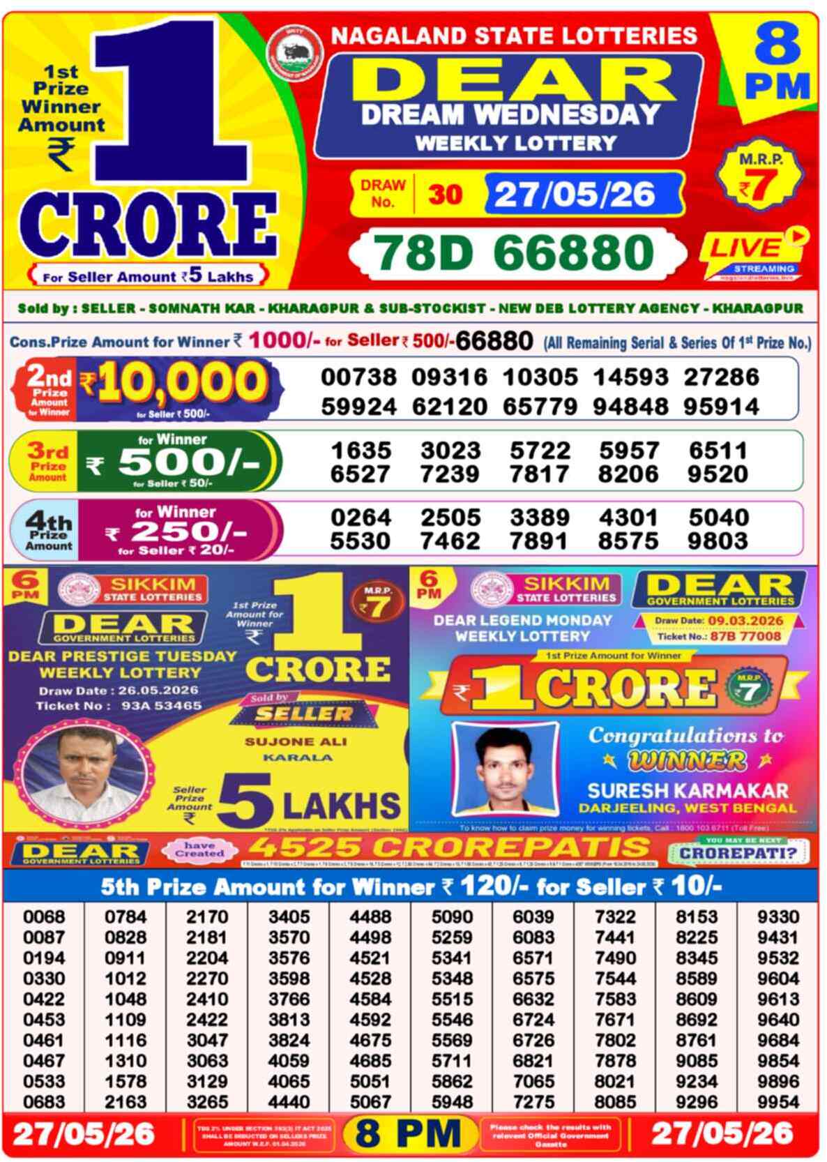 Dear Lottery Result 8 PM 27 May 2026
