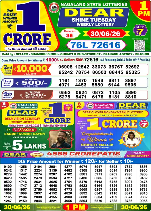 Dear Lottery Result 1:00 PM 30/06/26